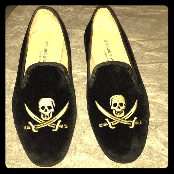 Stubbs and Wootton Skull Velvet Slippers - Picture 1 of 6